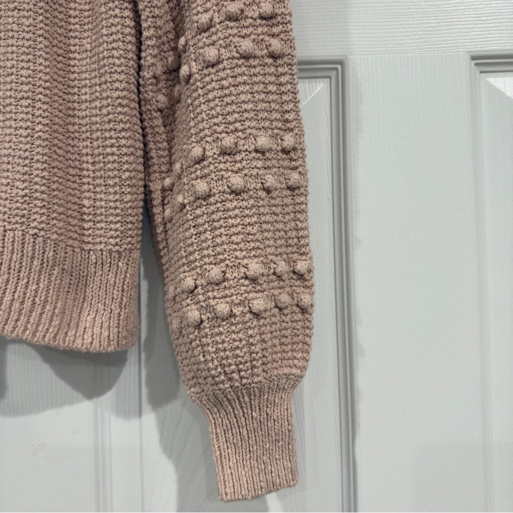 Madewell Knit Balloon Sleeve Sweater Pink Bobble Pom Popcorn Sleeve Size XS - Picture 6 of 14